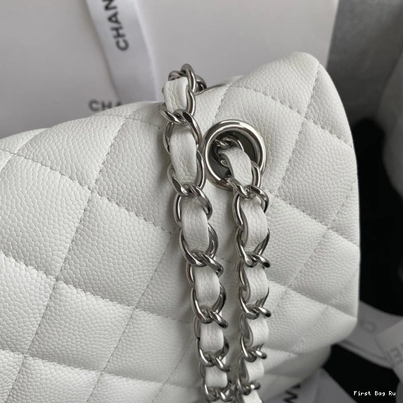 Firstbag Ru 2.55 A01112 Bag CHANEL Large White Flap Calfskin Leather 0712